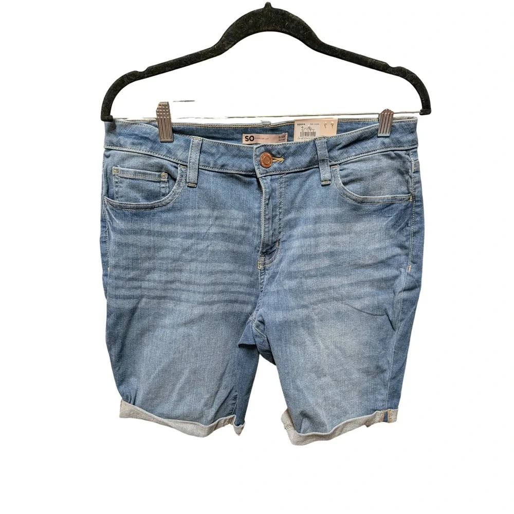 SO Goods For Life Womens Bermuda Denim Shorts Blue Medium Wash Size 15 32W NWT